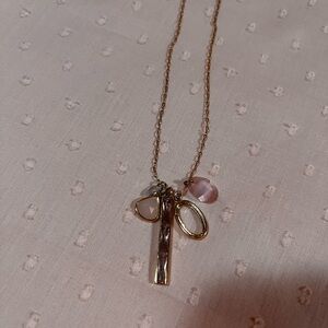 Anthropologie birthstone charm necklace - Light pink.